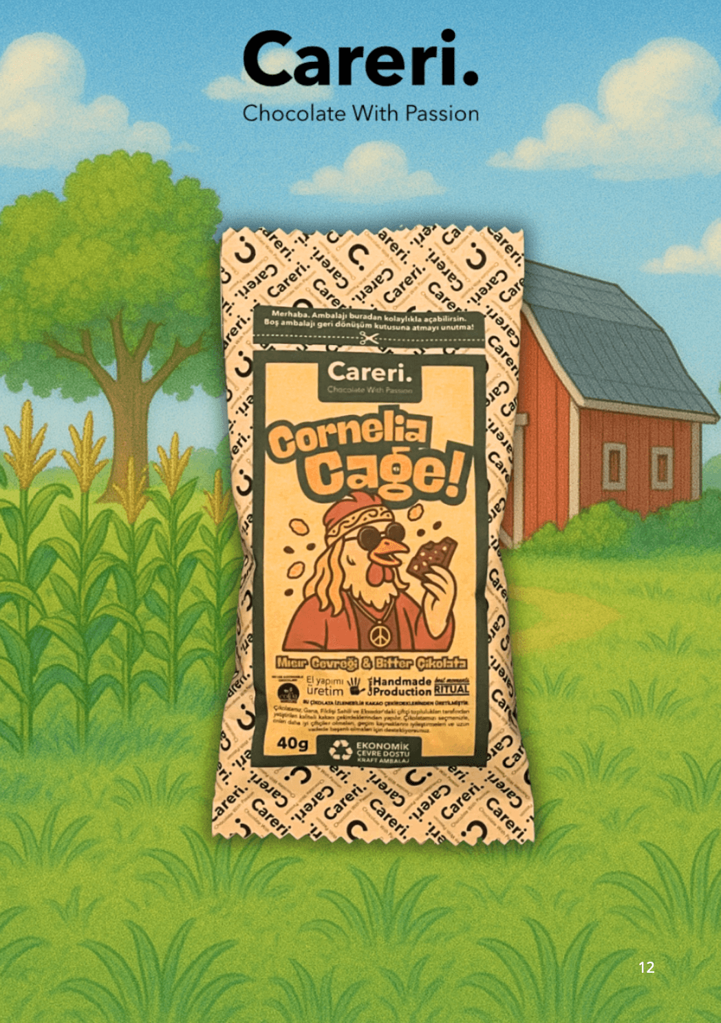 Careri Cornelia Cage! Mısır Gevreği & Bitter Çikolata 40g — toptan
